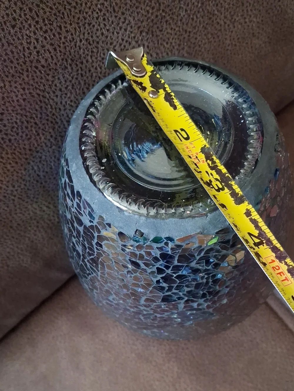 Iridescent Mosaic Blue Decorative Vase - Home Accents